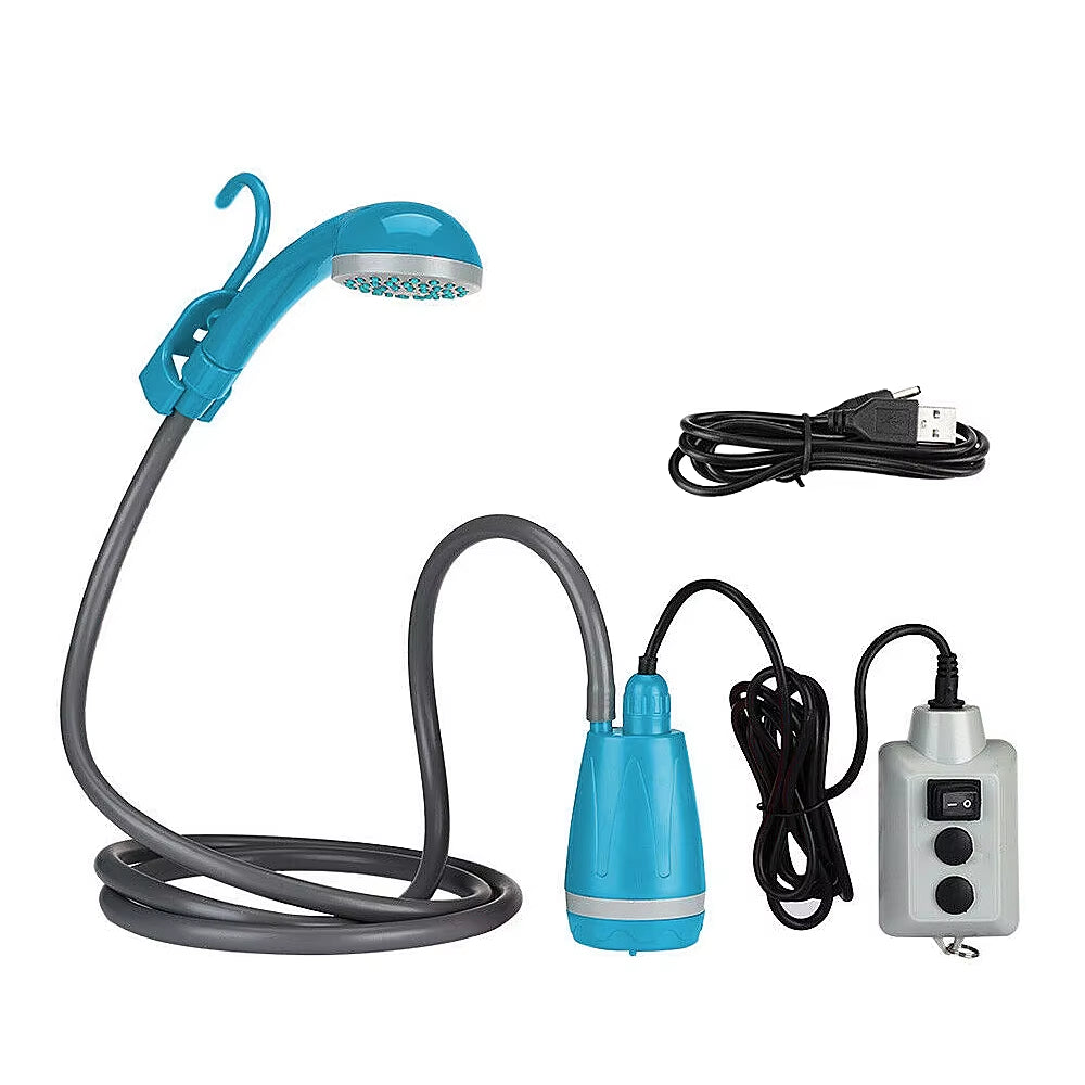 Rechargeable Portable Camping Shower - 4.9Ft Shower Head for Outdoor Travel, Hiking, Beach & Pet Cleaning
