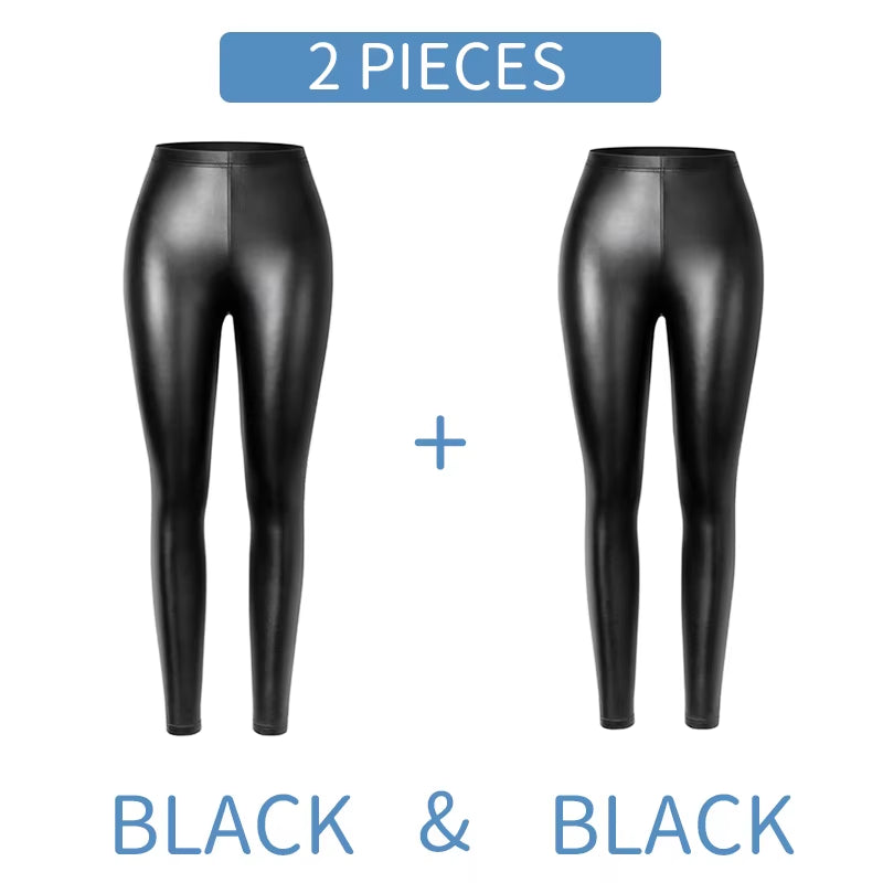 Sleek & Sexy PU Faux Leather Leggings - Stretchy, Warm, Waterproof Fit for Fitness & Casual Wear!
