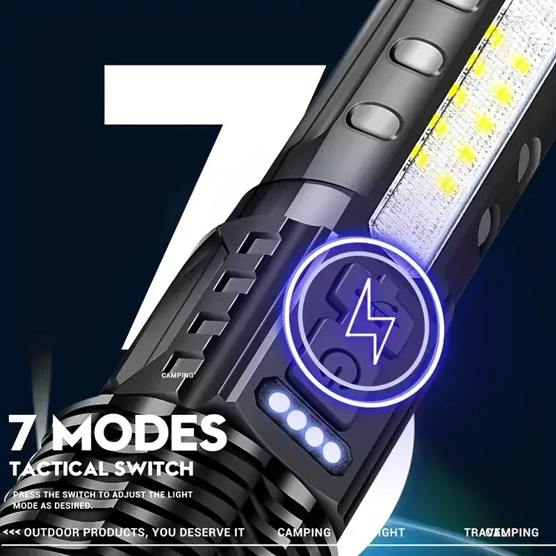 Ultra Bright USB Rechargeable Tactical LED Flashlight - Perfect for Camping, Hiking, and Outdoor Adventures