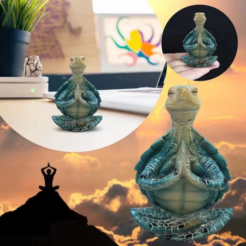 Meditating Sea Turtle Figurine - Zen Garden Statue for Peaceful Decor and Yoga Inspiration