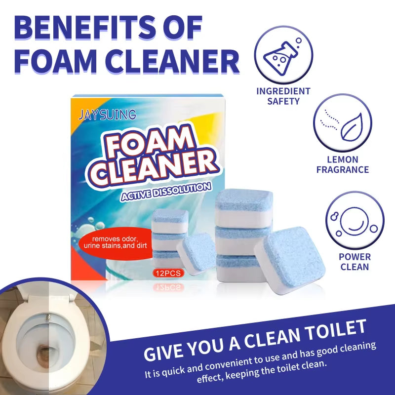 12-Pack Powerful Toilet Foam Cleaner - Eliminate Yellow Stains and Odors!
