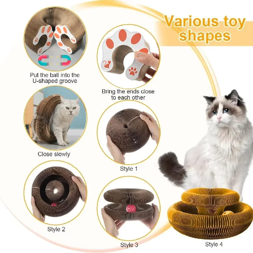 Foldable Magic Cat Scratching Board & Bed - Durable, Eco-Friendly Interactive Scratch Toy for Kittens