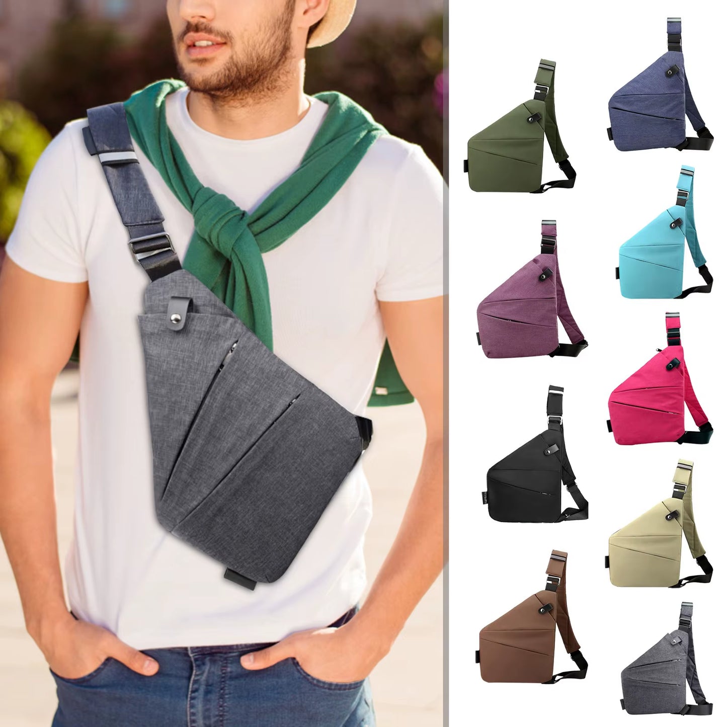 Stylish Waterproof Anti-Theft Crossbody Bag for Men - Multifunctional Chest Messenger Fanny Pack