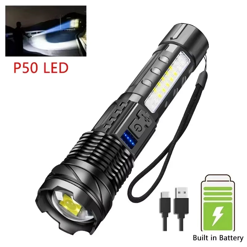 Ultra Bright USB Rechargeable Tactical LED Flashlight - Perfect for Camping, Hiking, and Outdoor Adventures