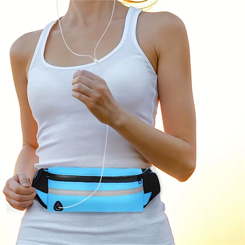 Versatile Sport Running Waist Bag for Men & Women - Comfortable Fanny Pack with Safety Tape, Perfect for Gym, Cycling & Running