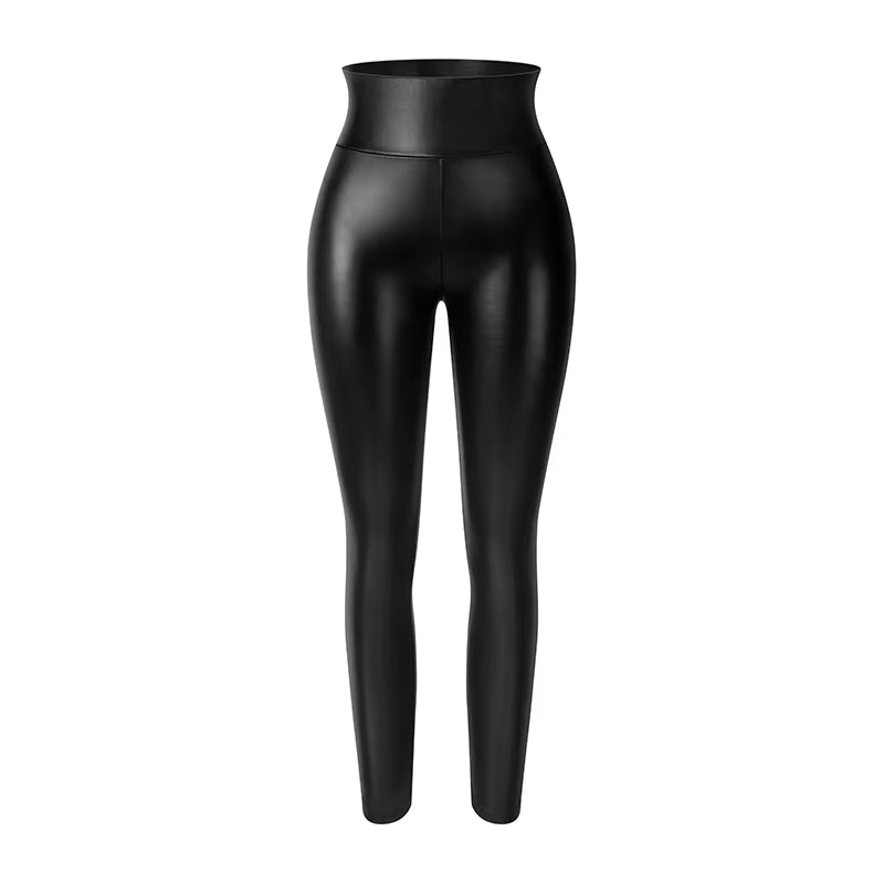 Sleek & Sexy PU Faux Leather Leggings - Stretchy, Warm, Waterproof Fit for Fitness & Casual Wear!