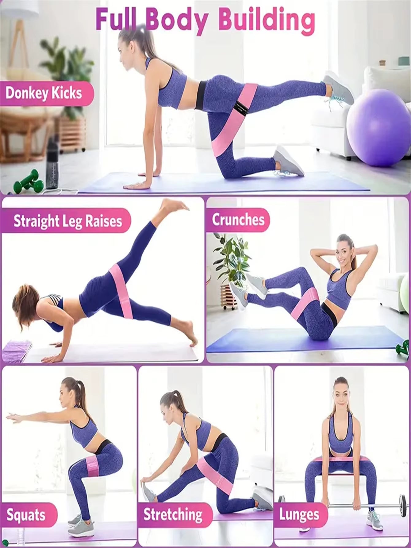 Ultimate Pilates Yoga Resistance Bands - Perfect for Booty & Leg Workouts!