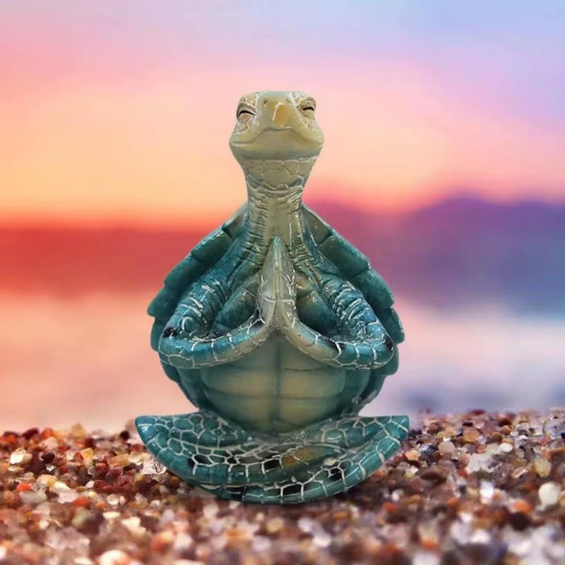 Meditating Sea Turtle Figurine - Zen Garden Statue for Peaceful Decor and Yoga Inspiration