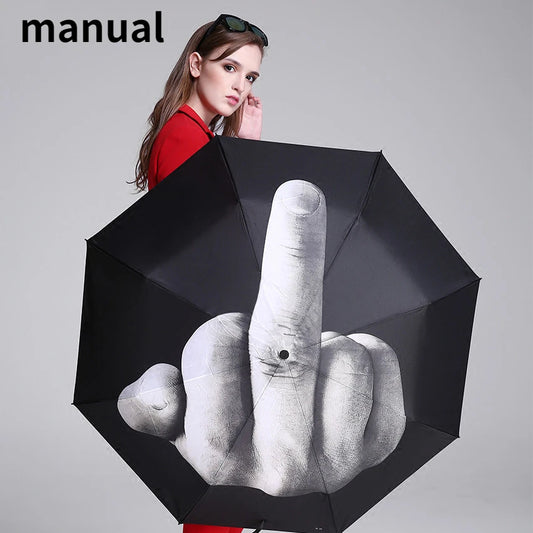 Unique Windproof Middle Finger Umbrella - Stylish Folding Design for Bold Individuals