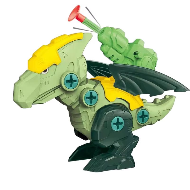 Dinosaur 3D Puzzle Toy - Interactive Press-to-Fire Bullet Assembly Set for Kids