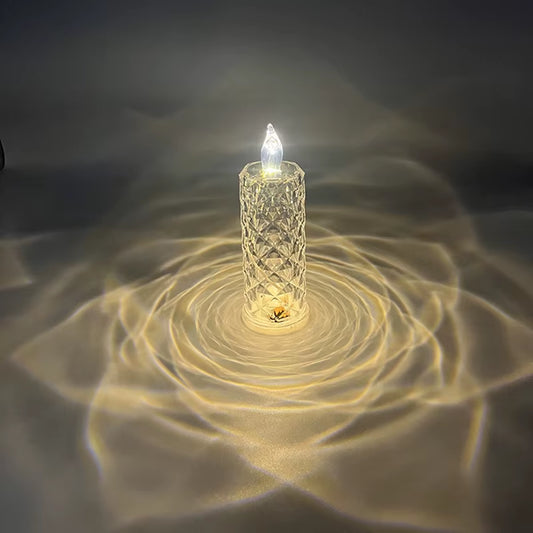 Enchanting LR44 Battery-Powered LED Crystal Rose Projection Candle - Perfect Ambient Light for Weddings, Clubs, and Home Decor