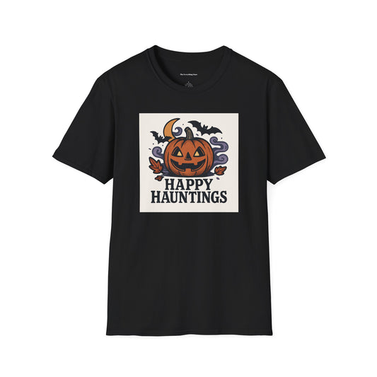 Halloween Unisex T-Shirt - Happy Hauntings & Here for the Boos
