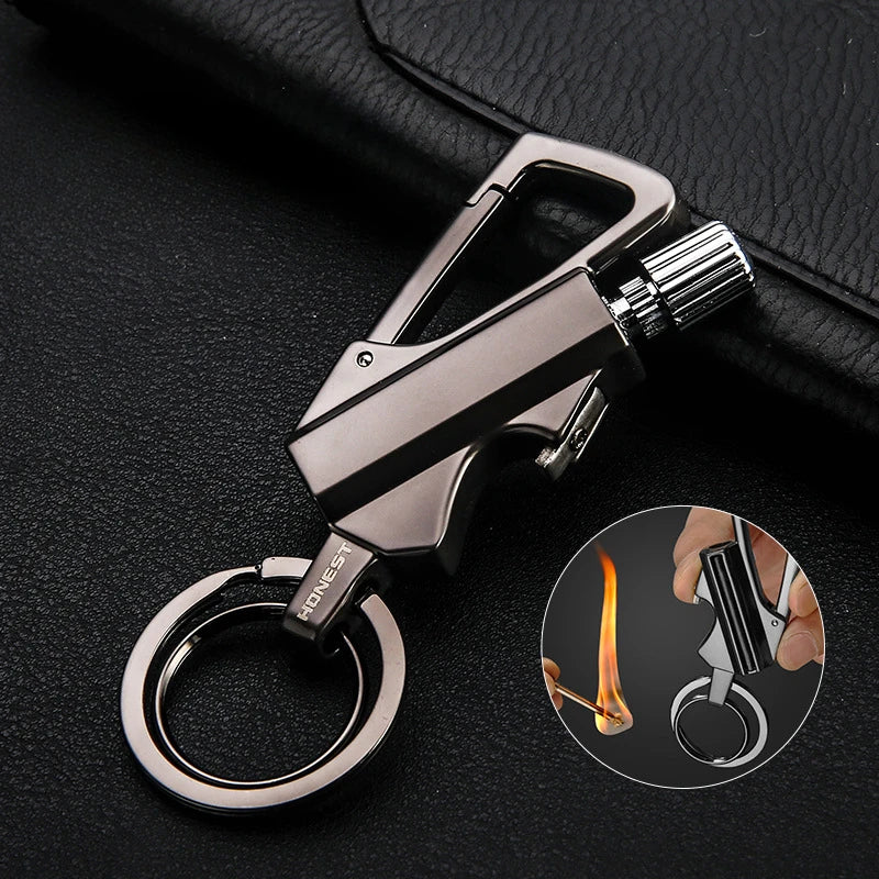All-in-One Keychain Kerosene Lighter & Beer Bottle Opener - Perfect Outdoor Gadget for Men