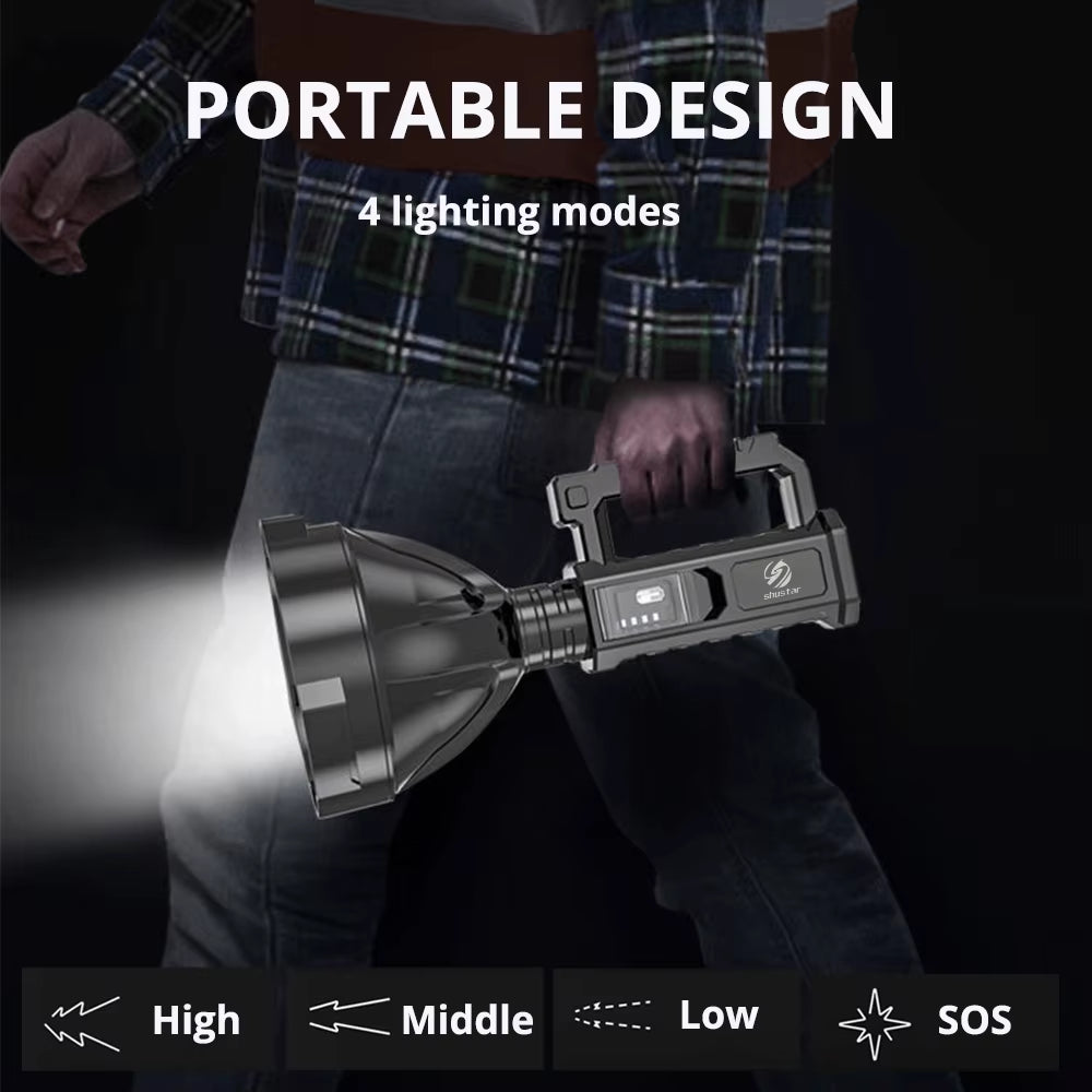 Ultimate XHP70 Rechargeable High-Power LED Flashlight - Unmatched Long-Distance Searchlight & Lantern!