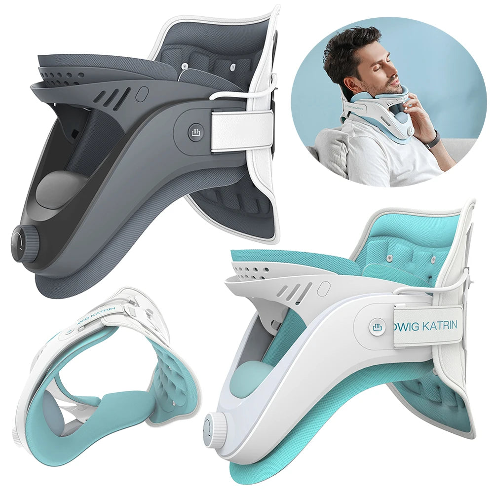 Ultimate Cervical Traction Device & Neck Brace Set - Adjustable Neck Stretcher for Relaxation at Home, Travel, and Office
