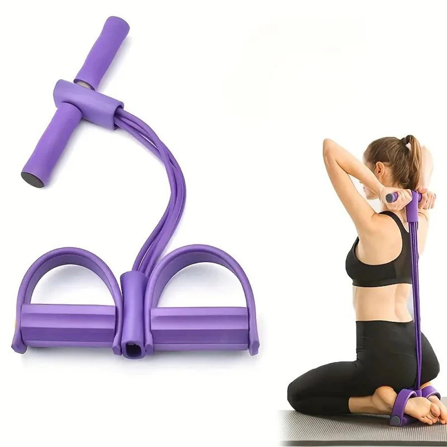 6-Tube Elastic Yoga Resistance Band for Abdominal, Waist, Arm, and Leg Stretching - Perfect for Slimming Training