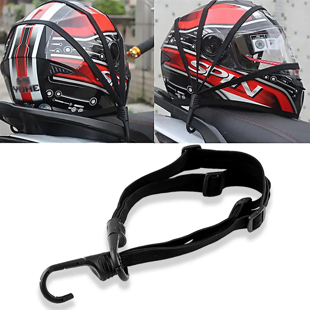 Highly Elastic Luggage Binding Cord for Motorcycles - Retractable Helmet Strap with 2 Hooks