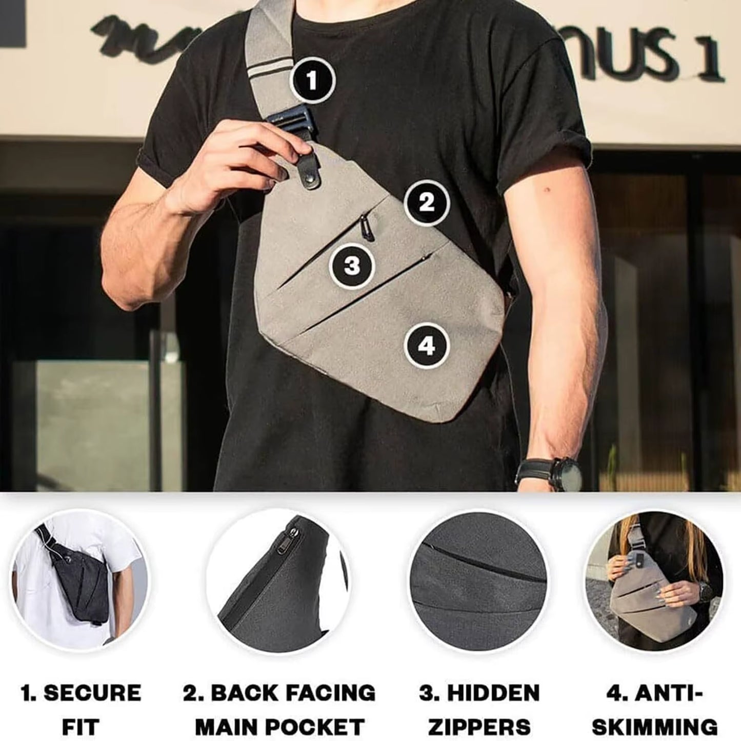 Stylish Waterproof Anti-Theft Crossbody Bag for Men - Multifunctional Chest Messenger Fanny Pack