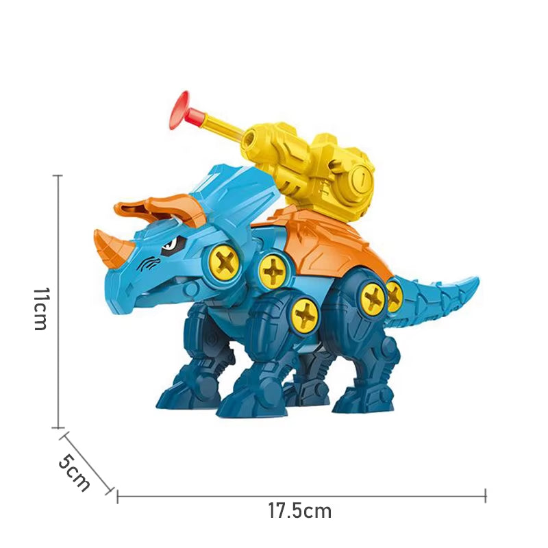 Dinosaur 3D Puzzle Toy - Interactive Press-to-Fire Bullet Assembly Set for Kids