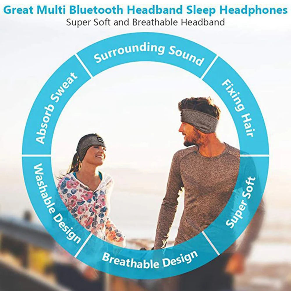 Wireless Bluetooth Sports Headband with Music - Sleep Mask and Headphones Combo