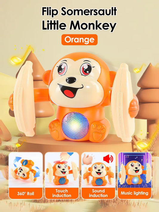 Interactive Electric Rolling Monkey Toy with Lights, Music, and Puzzles - Perfect Gift for Preschool Education!