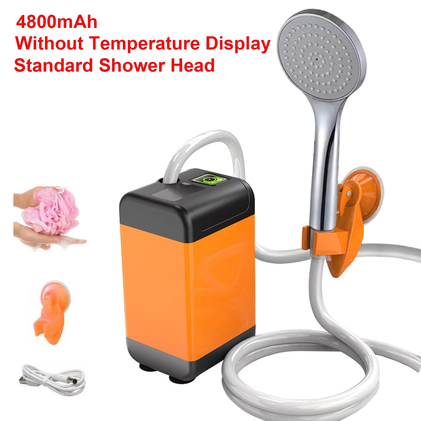 Rechargeable Portable Camping Shower - 4.9Ft Shower Head for Outdoor Travel, Hiking, Beach & Pet Cleaning