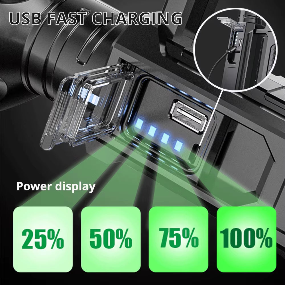 Ultimate XHP70 Rechargeable High-Power LED Flashlight - Unmatched Long-Distance Searchlight & Lantern!