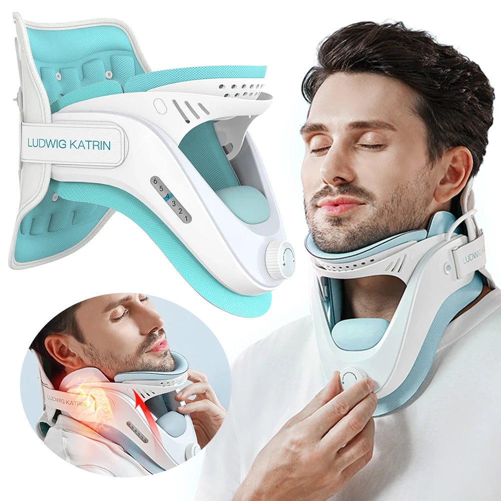 Ultimate Cervical Traction Device & Neck Brace Set - Adjustable Neck Stretcher for Relaxation at Home, Travel, and Office