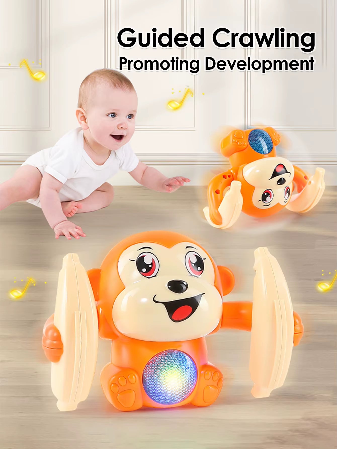 Interactive Electric Rolling Monkey Toy with Lights, Music, and Puzzles - Perfect Gift for Preschool Education!