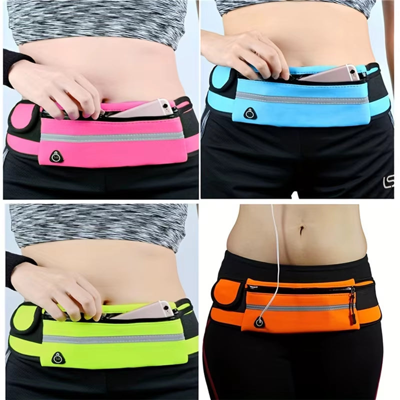 Versatile Sport Running Waist Bag for Men & Women - Comfortable Fanny Pack with Safety Tape, Perfect for Gym, Cycling & Running