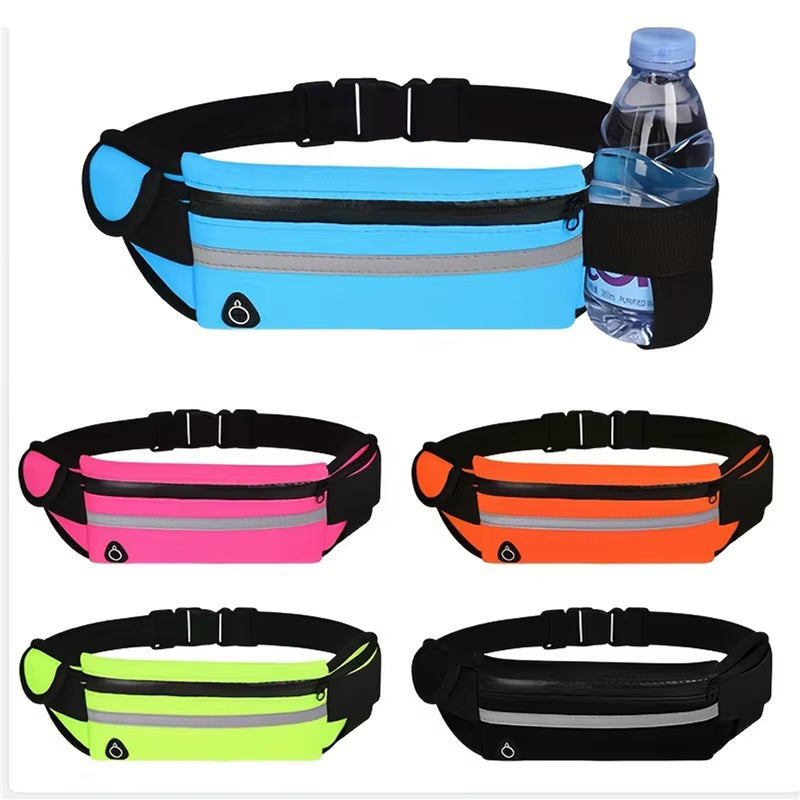 Versatile Sport Running Waist Bag for Men & Women - Comfortable Fanny Pack with Safety Tape, Perfect for Gym, Cycling & Running