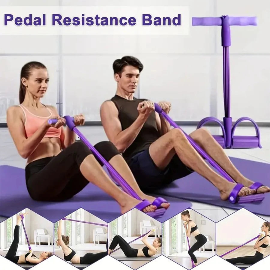 6-Tube Elastic Yoga Resistance Band for Abdominal, Waist, Arm, and Leg Stretching - Perfect for Slimming Training