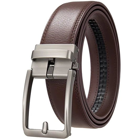 Luxury Click Belts for Men - Designer Fashion Automatic Buckle Genuine Leather Waist Strap for High-Quality Jeans