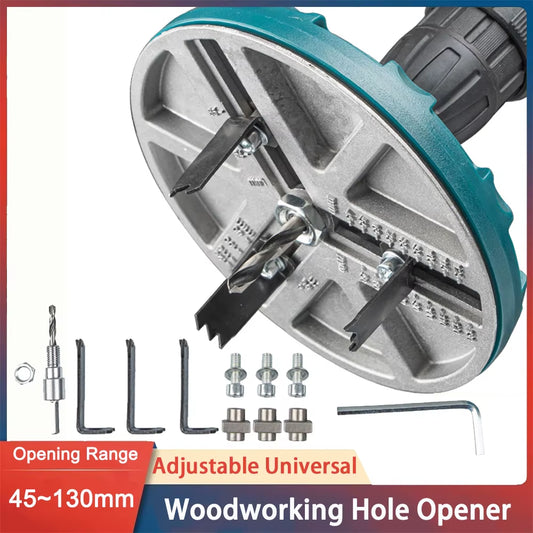 Versatile Circular Saw Drill Bit for Woodworking - Adjustable 45-130mm Hole Opener with Aluminum Plate