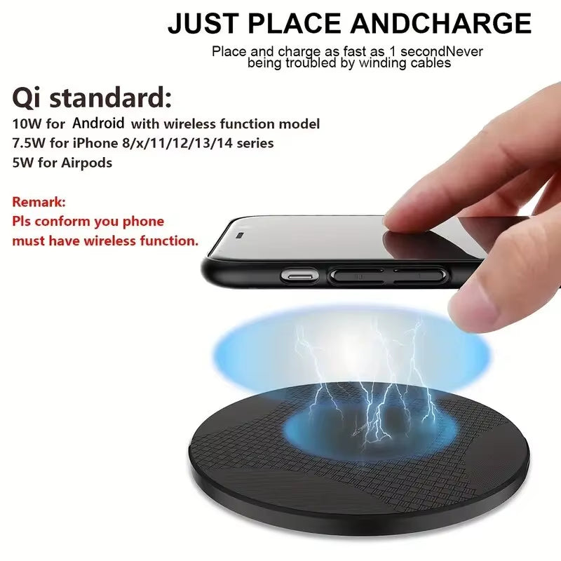 VIKEFON Ultra-Thin Wireless Charger Pad Stand - Fast Charging Dock for iPhone 14/13/12, Samsung & Xiaomi