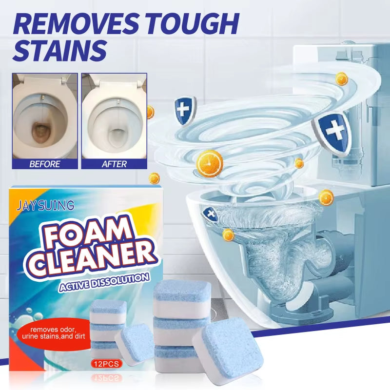 12-Pack Powerful Toilet Foam Cleaner - Eliminate Yellow Stains and Odors!