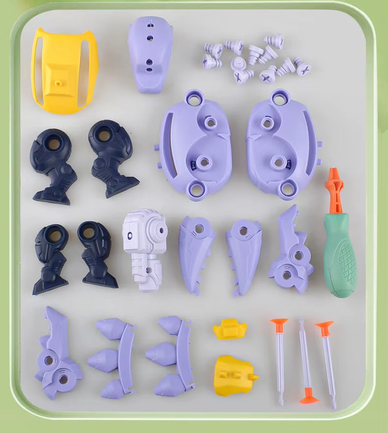 Dinosaur 3D Puzzle Toy - Interactive Press-to-Fire Bullet Assembly Set for Kids