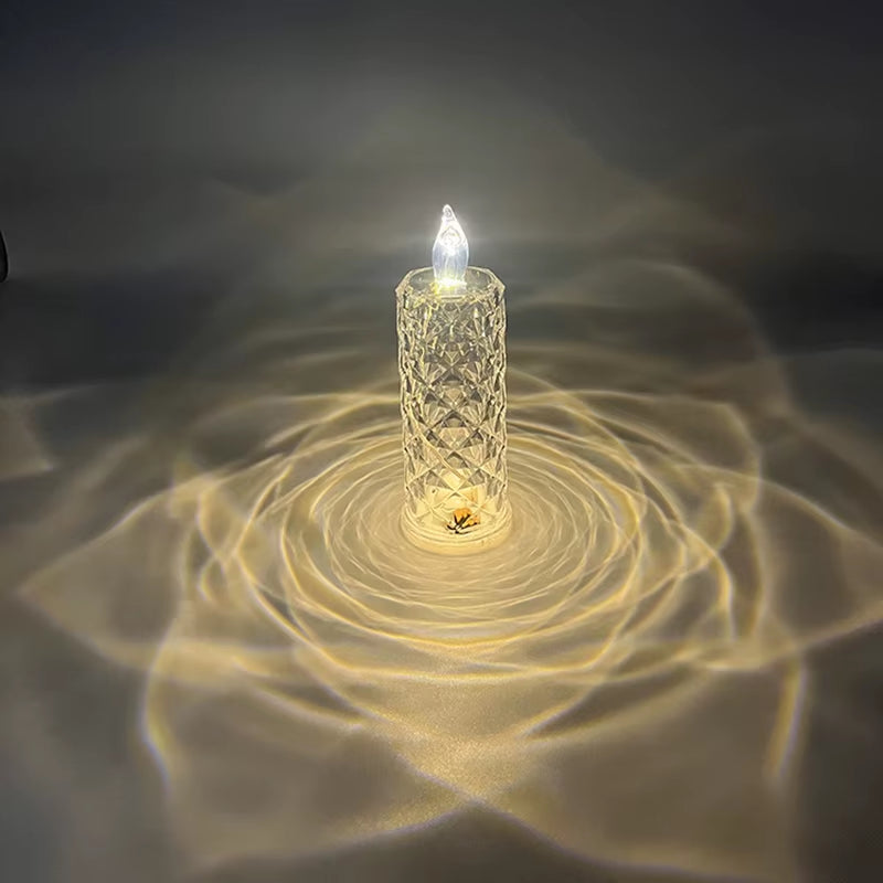 Enchanting LR44 Battery-Powered LED Crystal Rose Projection Candle - Perfect Ambient Light for Weddings, Clubs, and Home Decor