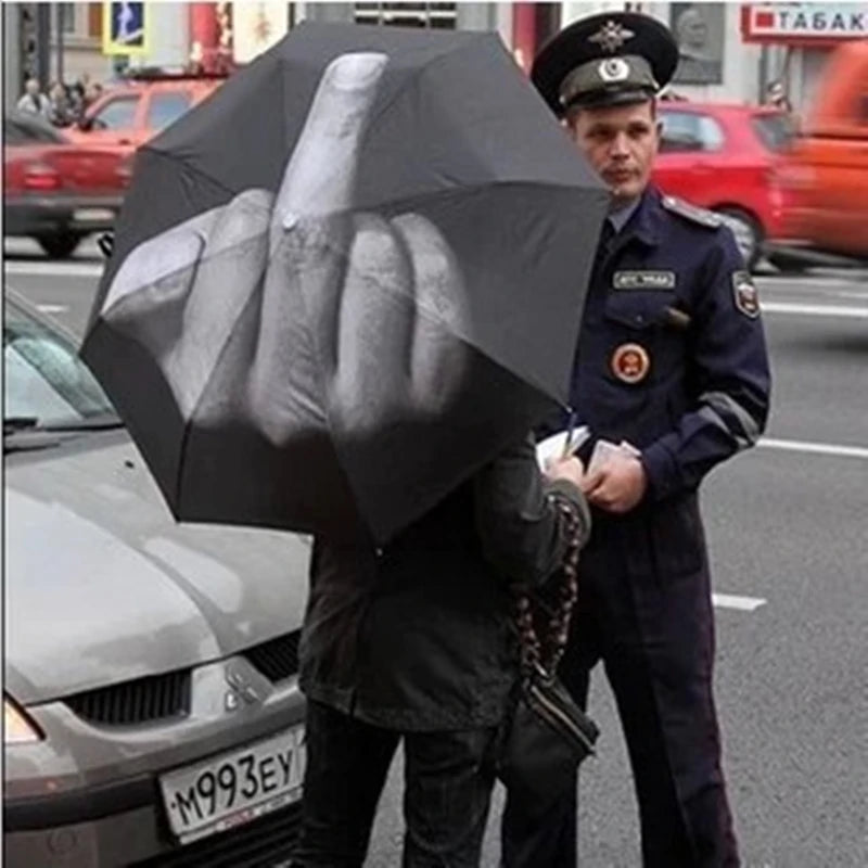Unique Windproof Middle Finger Umbrella - Stylish Folding Design for Bold Individuals
