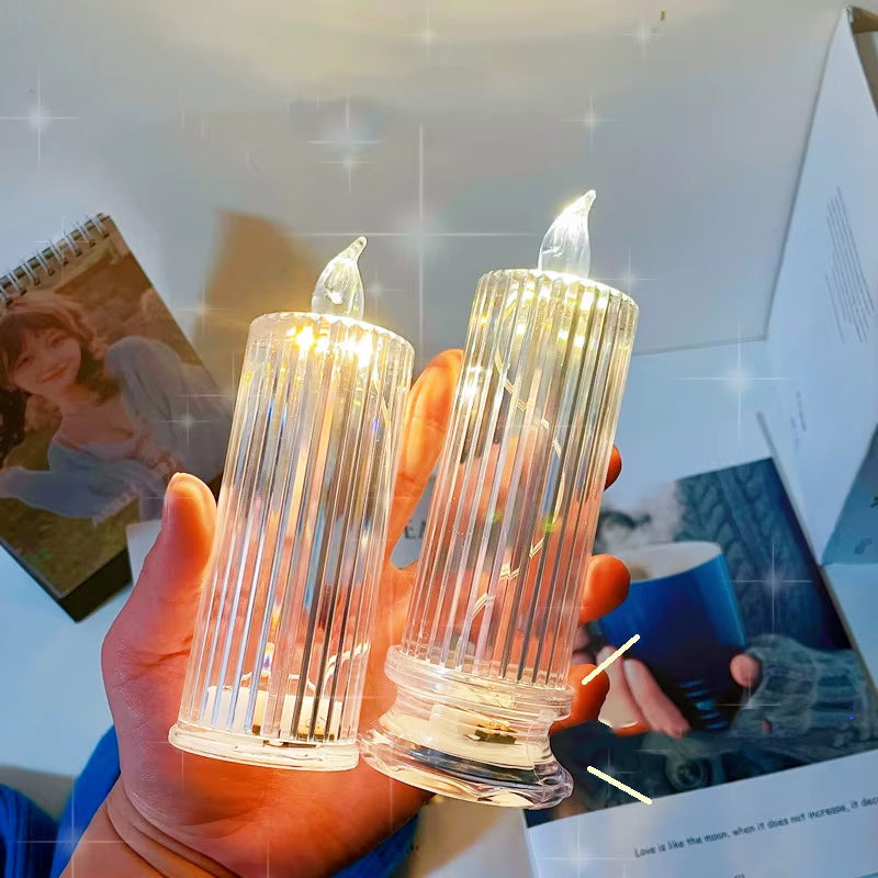 Enchanting LR44 Battery-Powered LED Crystal Rose Projection Candle - Perfect Ambient Light for Weddings, Clubs, and Home Decor