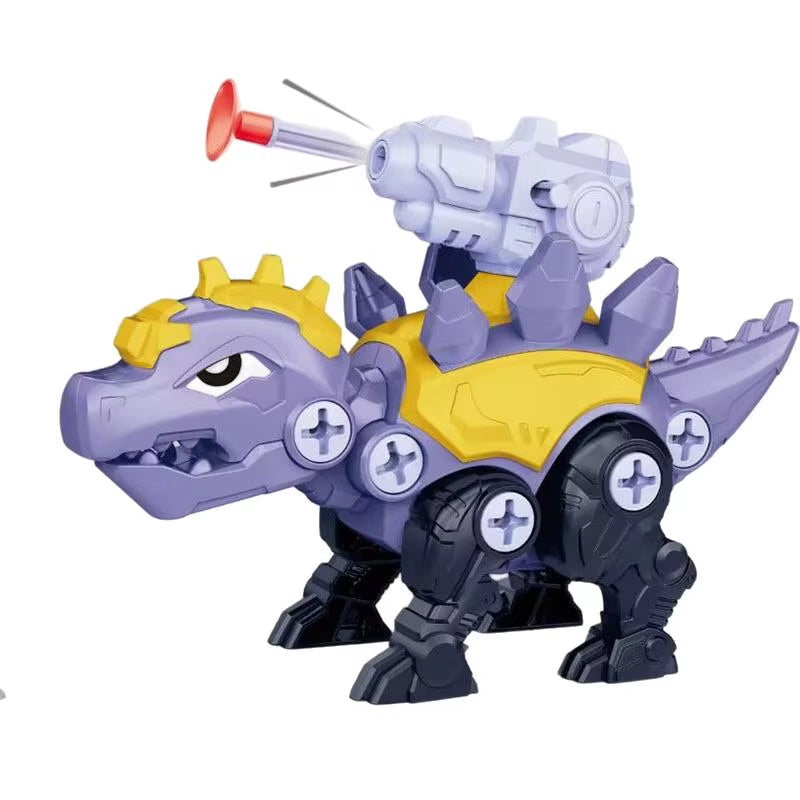 Dinosaur 3D Puzzle Toy - Interactive Press-to-Fire Bullet Assembly Set for Kids