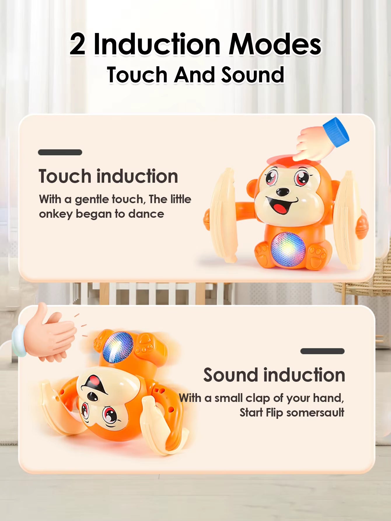 Interactive Electric Rolling Monkey Toy with Lights, Music, and Puzzles - Perfect Gift for Preschool Education!