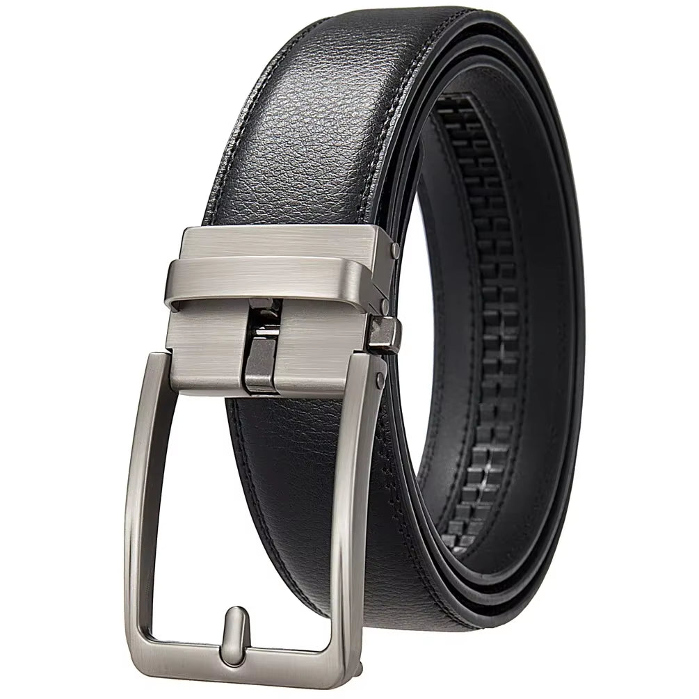 Luxury Click Belts for Men - Designer Fashion Automatic Buckle Genuine Leather Waist Strap for High-Quality Jeans