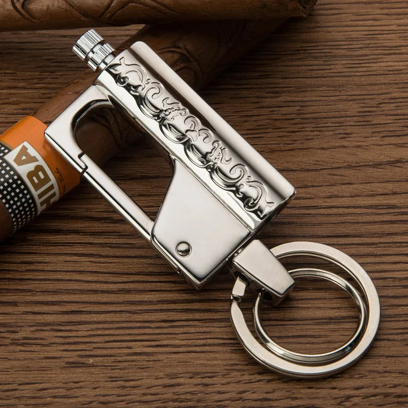 All-in-One Keychain Kerosene Lighter & Beer Bottle Opener - Perfect Outdoor Gadget for Men