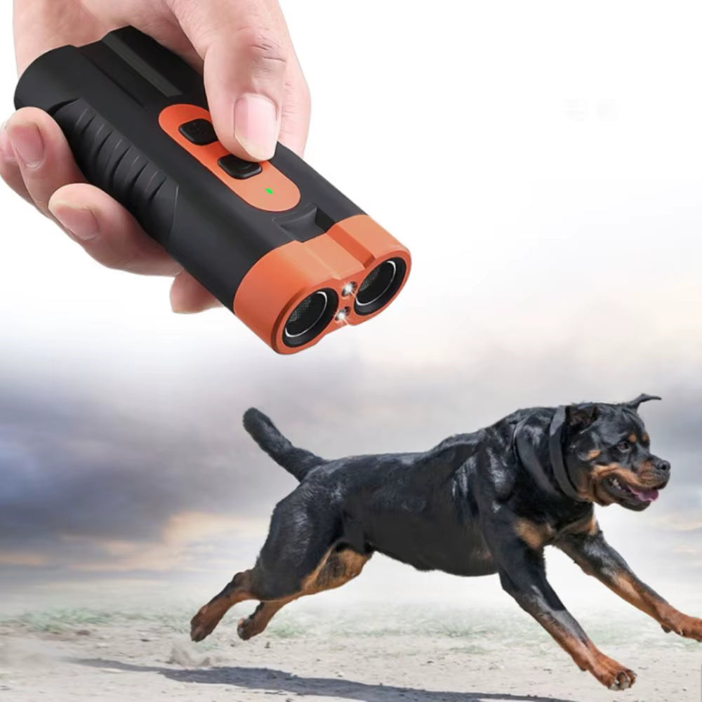Rechargeable Ultrasonic Dog Repeller and Training Remote with LED Flashlight - Professional Anti-Barking Solution