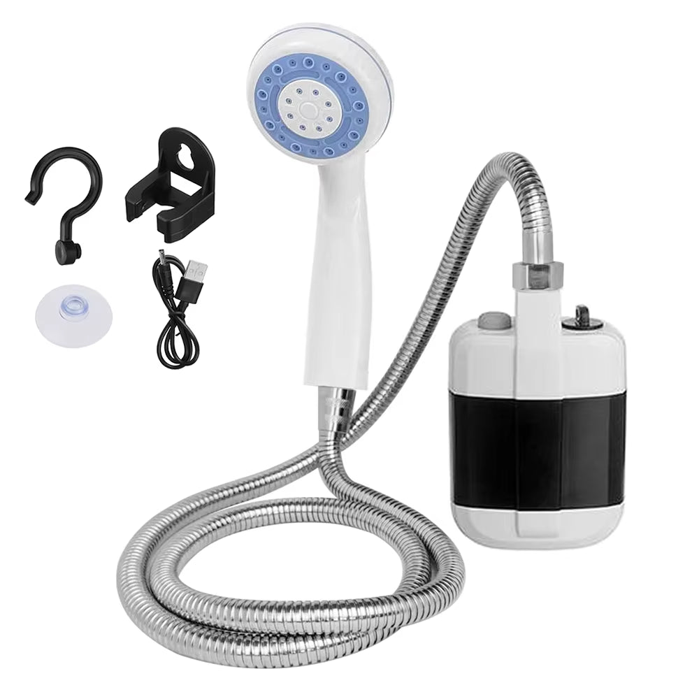 Rechargeable Portable Camping Shower - 4.9Ft Shower Head for Outdoor Travel, Hiking, Beach & Pet Cleaning