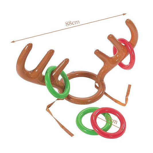 Inflatable Reindeer Antler Hat Ring Toss Game - Perfect Christmas Family Fun & Holiday Gift for Kids - Festive New Year Décor 2023
