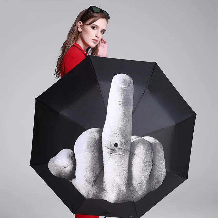 Unique Windproof Middle Finger Umbrella - Stylish Folding Design for Bold Individuals