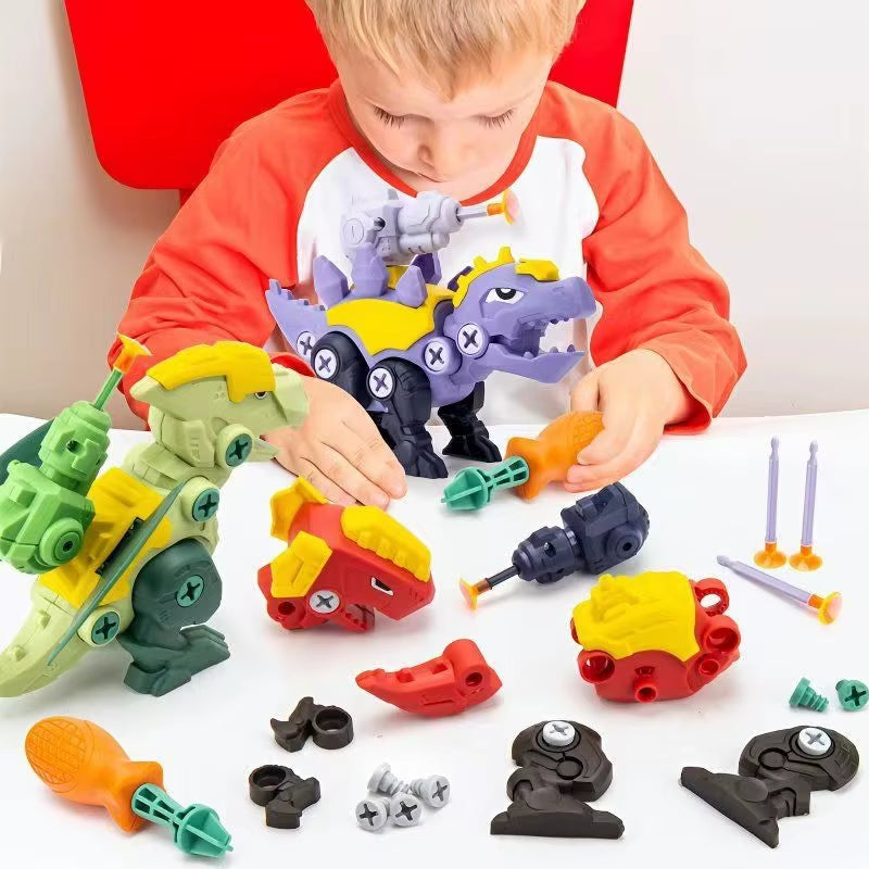 Dinosaur 3D Puzzle Toy - Interactive Press-to-Fire Bullet Assembly Set for Kids