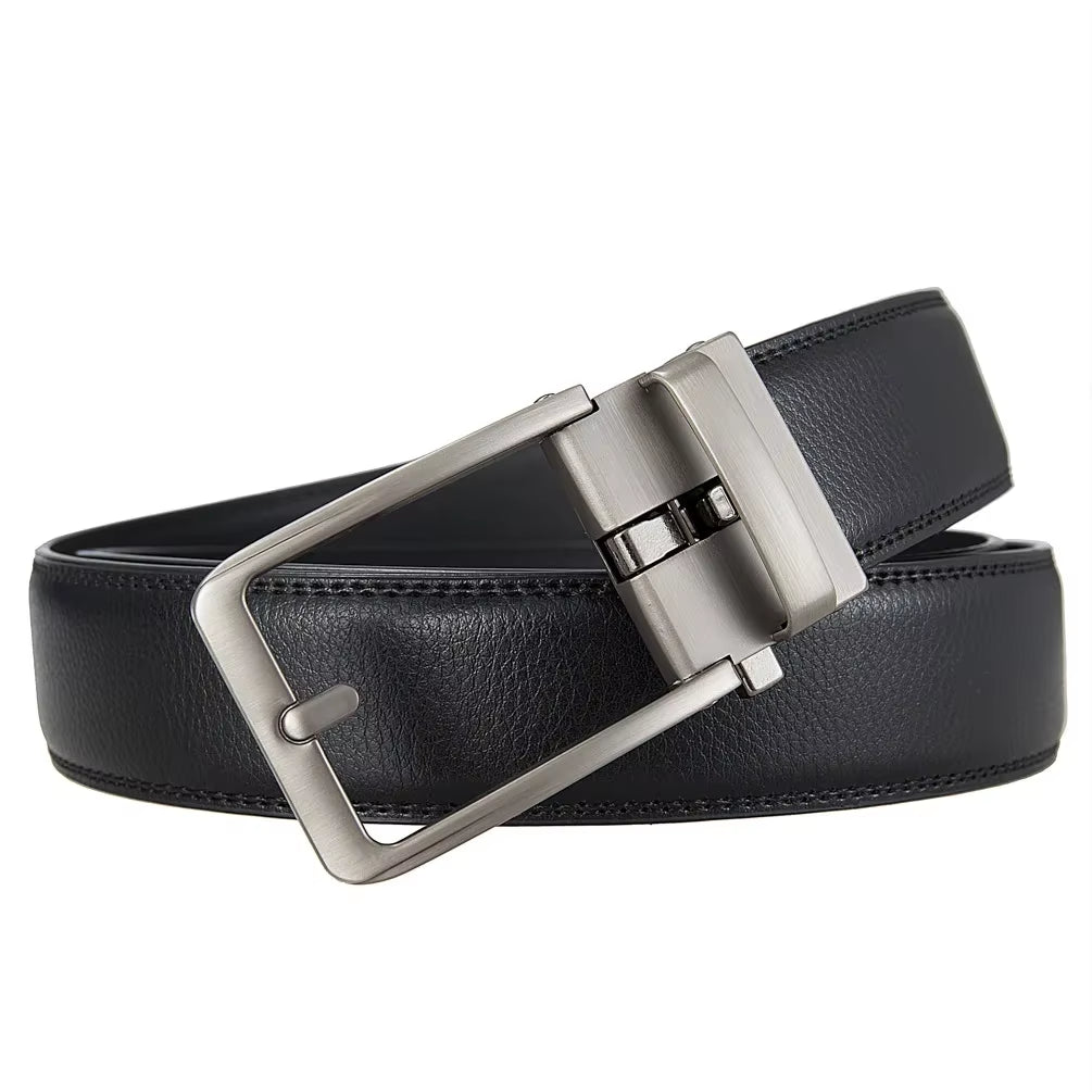 Luxury Click Belts for Men - Designer Fashion Automatic Buckle Genuine Leather Waist Strap for High-Quality Jeans
